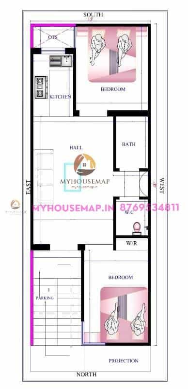 15×40 house plan 600 square feet