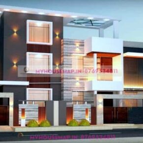 2 floor bungalow elevation design 75×60 ft