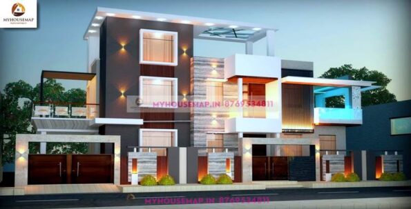 image of Duplex bungalow front elevation design and ultra modern look front design