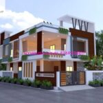 image of double storey 3d front elevation and corner house with perfect color theme