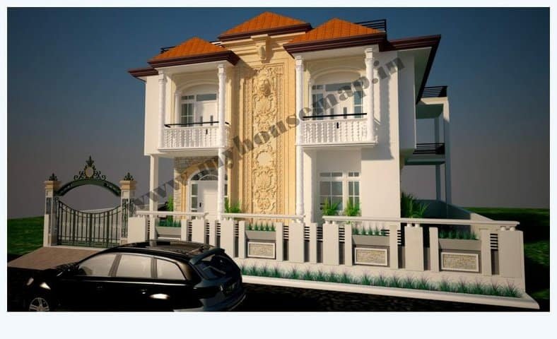 kothi front elevation design​ for 2 floor