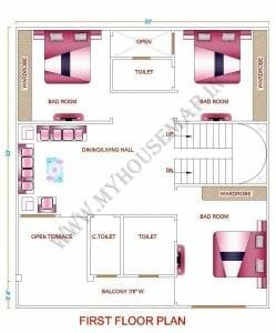 small house map 1000 sq ft