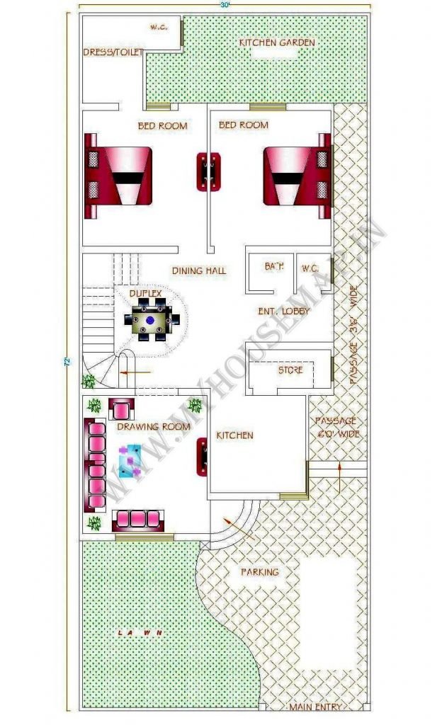 2 bhk house map plan
