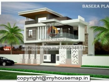 image of house elevation for double story with modern theme front design