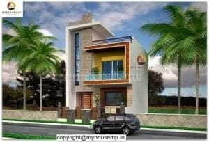 front elevation for 2 floor house in india