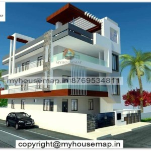 3 floor house front elevation