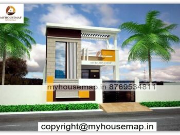 image of ground floor exterior design and best front with yellow white brown color theme