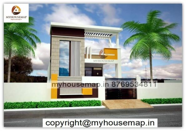 image of ground floor exterior design and best front with yellow white brown color theme