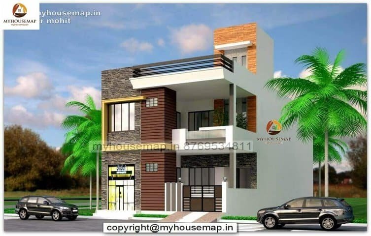 3d front elevation of house