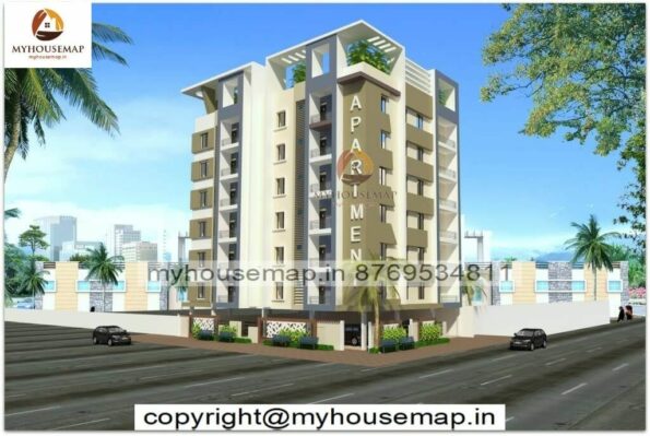 image of apartment front elevation modern style and simple with perfect color theme design