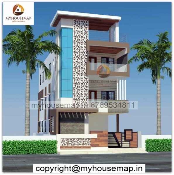 three floor building elevation design front