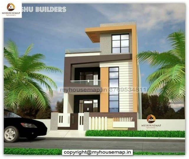 front elevation double floor house
