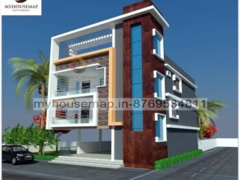 image of 3 storey building front elevation and