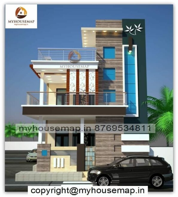 image of front elevation design g+1 and budget front design with front section