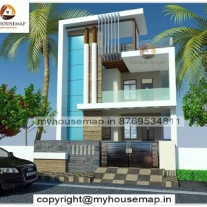 house front elevation designs for double floor in india