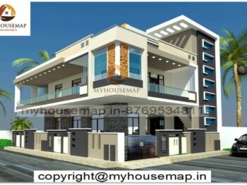 image of two floor elevation design g+1 and modern front section design with corner house