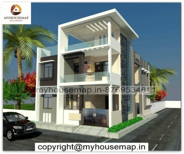 image of best elevation design for duplex house and gray and white color with perfect house