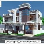 image of 2 floor front building elevation design and best front design with perfect color