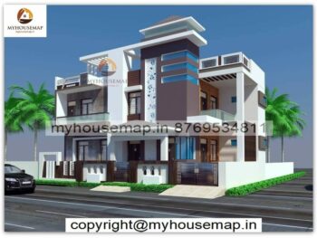 image of 2 floor front building elevation design and best front design with perfect color