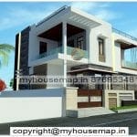 image of 3d front elevation double floor and white, gray color theme with best home elevation