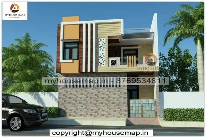 2 floor front house elevation design