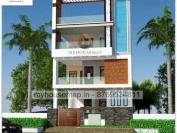 image of 3 floor front elevation design and normal with low cost house design