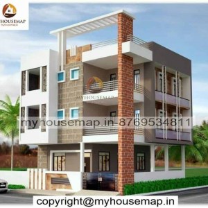 house triple story elevation design