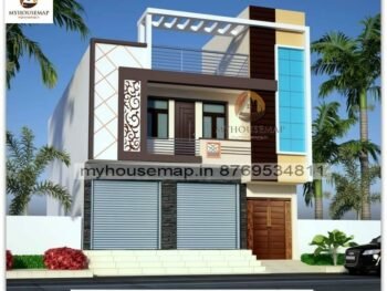 image of commercial cum residential double floor building design and two shops modern front