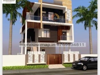 image of triple floor front design of house simple and unique front design with perfect theme