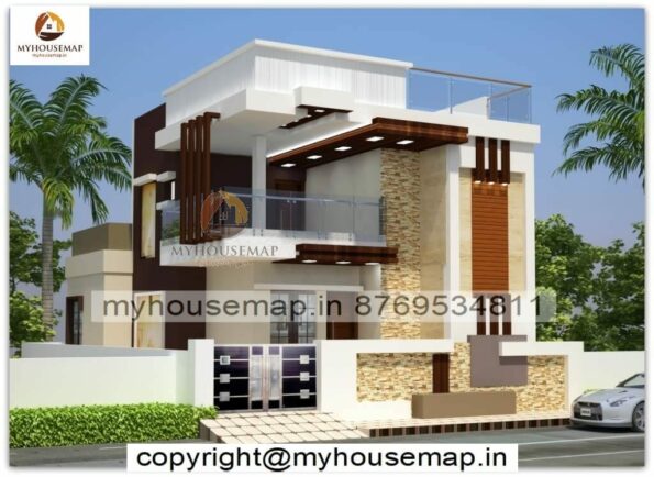 image of best elevation for g+1 house and modern front with perfect color theme.