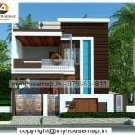 image of two story 3d design house elevation and white and brown color combination with simple house