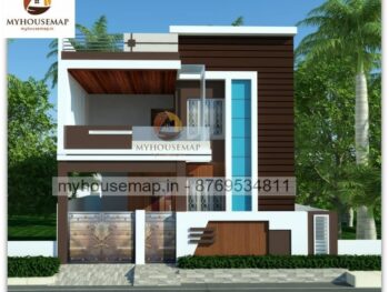 image of two story 3d design house elevation and white and brown color combination with simple house