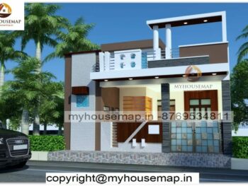 image of 1 floor indian house elevation design and modern front theme with perfect color