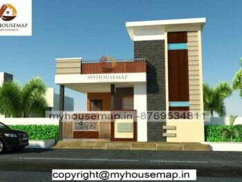 image of ground floor simple home elevation and front section with low cost house