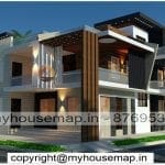 image of Double storey best home elevation design and modern front with perfect color combination design