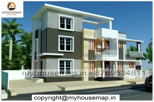 image of double floor house design front and white and gray color theme, perfect front design