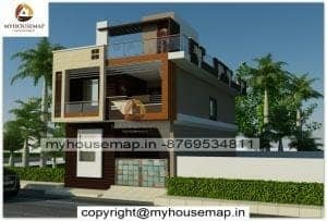 front Duplex house elevation design
