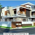 image of elevation design for two floor house and unique front with corner home