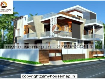 image of elevation design for two floor house and unique front with corner home