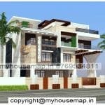 image of 3 floor bungalow elevation and best front design with modern concept