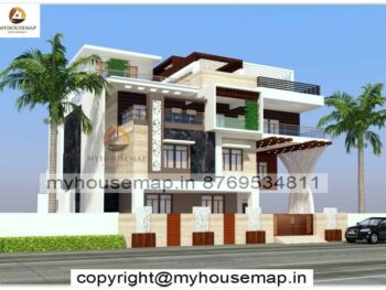 image of 3 floor bungalow elevation and best front design with modern concept