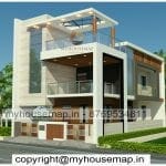 image of g+1 house elevation design and modern with latest front corner house best color theme