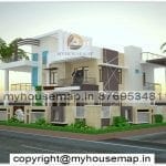 image of home elevation 2 floor and modern color theme house with beautiful color theme