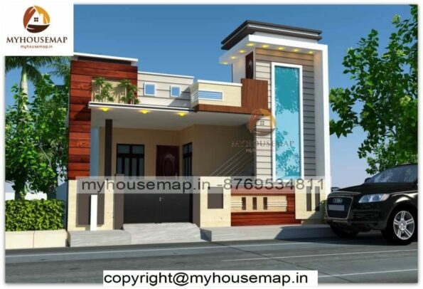 image of one storey house elevation and modern and best front design with perfect color theme