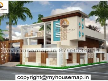 image of single story front design and light creme color theme house with corner elevation