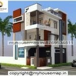 image of 3 story exterior elevation of house and modern theme house with perfect color theme