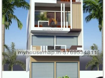 image of g+2 commercial cum residential front design and simple and modern design with budget