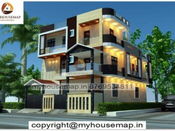 image of 3 story traditional home elevation design and simple, best front design