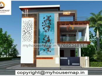 image of Duplex building design front side and modern front design with front section