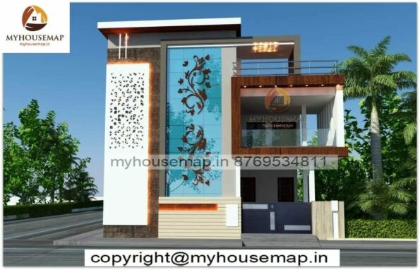 image of Duplex building design front side and modern front design with front section